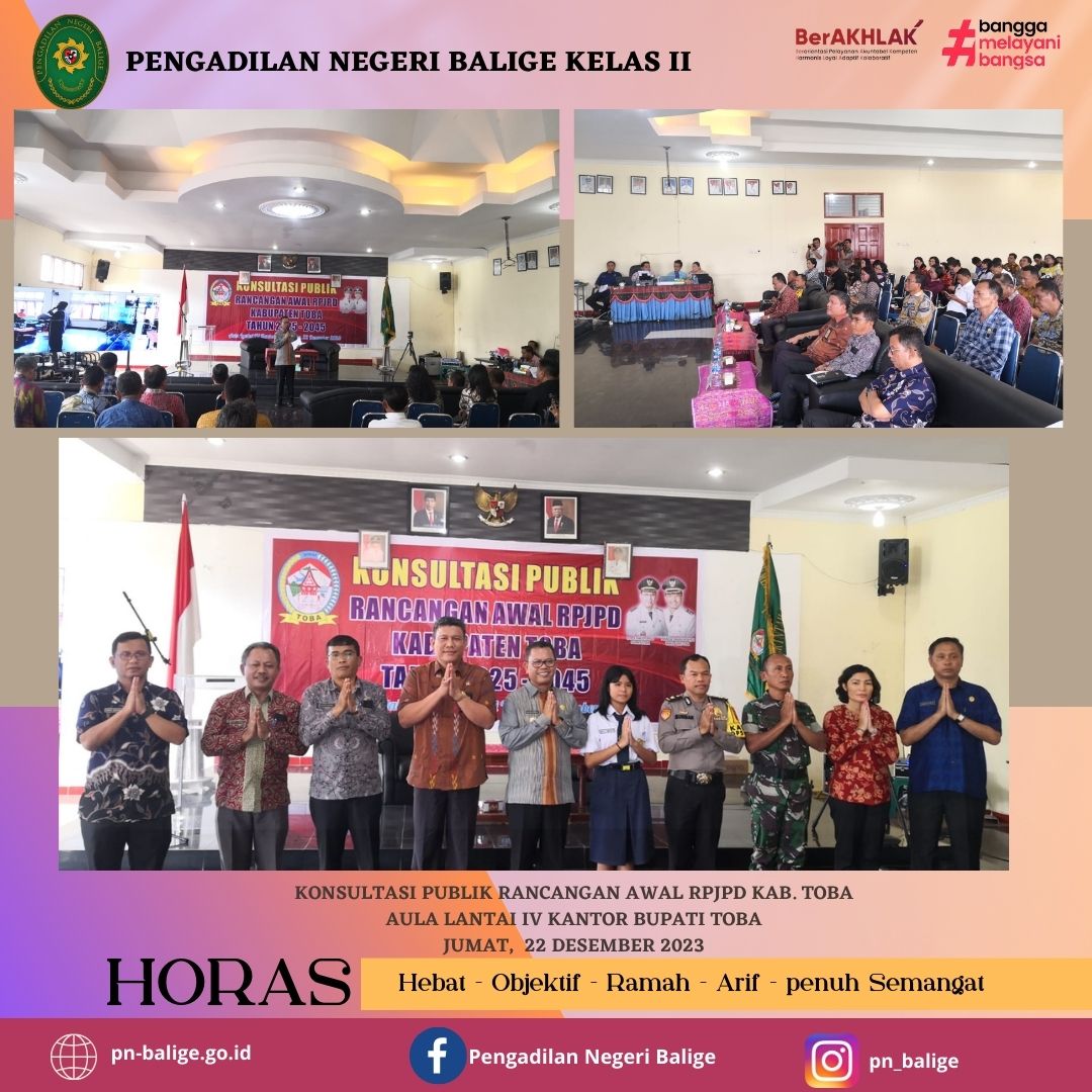KONSULTASI PUBLIK RANCANGAN AWAL RPJPD KAB. TOBA AULA LANTAI IV KANTOR BUPATI TOBA